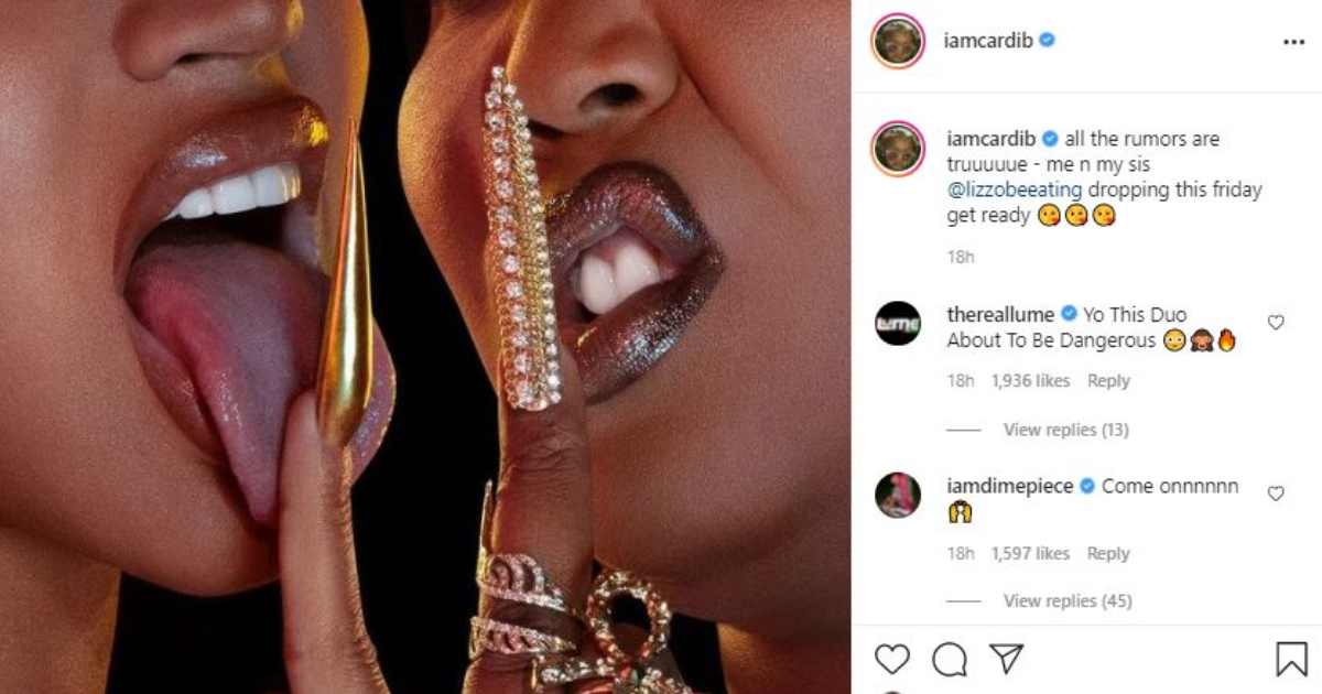 Lizzo teases Cardi B feature on upcoming single 'Rumors'